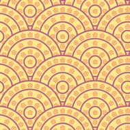 Circle With Flower Shape Vector Seamless Pattern