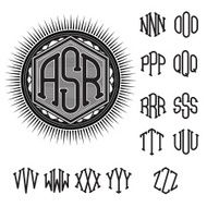 set of letters for decoration stylish retro monogram N2