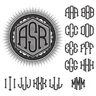 set of letters for decoration stylish retro monogram N3