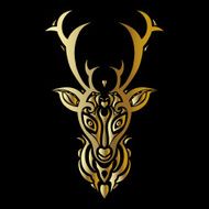 Deer head Polynesian tattoo style N10