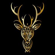 Deer head Polynesian tattoo style N11