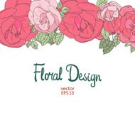 Vintage wedding border with pink roses N5