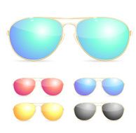 Aviator Colorful Sunglasses Set Vector