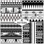Set of black and white geometric seamless patterns