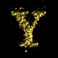 Sparkling letter Y of glittering stars bokeh