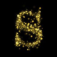 Sparkling letter S of glittering stars bokeh