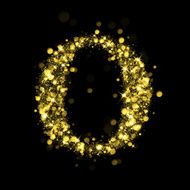 Sparkling letter O of glittering stars bokeh