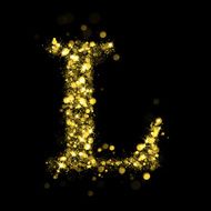 Sparkling letter L of glittering stars bokeh