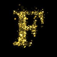 Sparkling letter F of glittering stars bokeh
