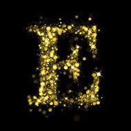 Sparkling letter E of glittering stars bokeh