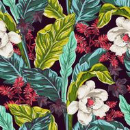 seamless pattern of exotic leaves N2