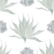 Watercolor cactus print Seamless pattern