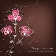 Beautiful floral background Pink flowers on a brown background
