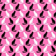 Animal seamless vector pattern of cat silhouettes N10