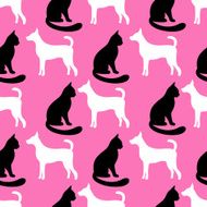 Animal seamless vector pattern of cat and dog silhouettes N4