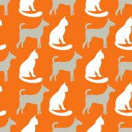 Animal seamless vector pattern of cat and dog silhouettes N5