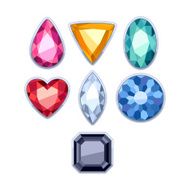 Colorful gemstones in silver rim vector illustration