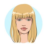 Female face 3 Line vector illustration