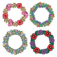 Floral frames set vector flower wreath isolated on white background