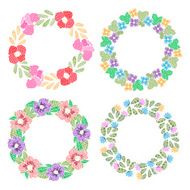 Floral frame vector collection flower wreath isolated on white background