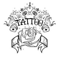 Vector Old School Tattoo Black and White Illustration