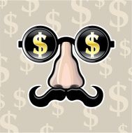 Dollar Sunglasses With nose and mustache Vector