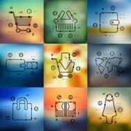 shopping timeline infographics with blurred background