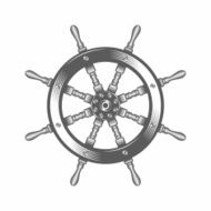 Steering wheel black and white vector illustration