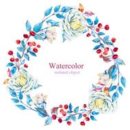 Watercolor vector floral wreath N2