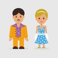Man and woman in retro style dress