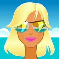 Beautiful glamorous blonde in sunglasses on the beach Vector il