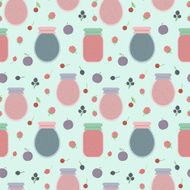 Seamless pattern with fruits and jars of jam N3