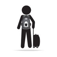 Man with Luggage and backpack illustration