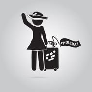 Woman withLuggage and holiday tag illustration