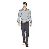 Vector Sketch Fashion Male Model in Trousers and Gray Sweatshirt N2