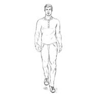 Vector Sketch Fashion Male Model in Trousers and Longsleeve Shirt N2