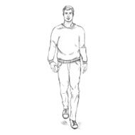 Vector Sketch Fashion Male Model in Trousers and Sweatshirt N2