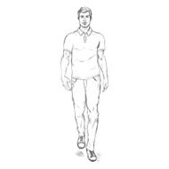Vector Sketch Fashion Male Model in Trousers and Polo Shirt N4