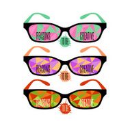Motivating text &quot;Resons to be creative&quot;on glasses