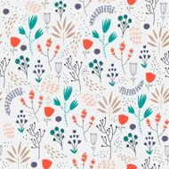 Vector seamless floral pattern Romantic cute background with hand drawn N5