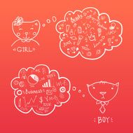 Hand drawn illustration - cute cats with speech bubble N2