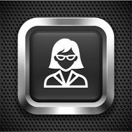 Professional Woman with Glasses on Black Square