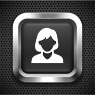 Female with Short Hair on Black Square