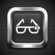 3D Glasses on Black Square Button
