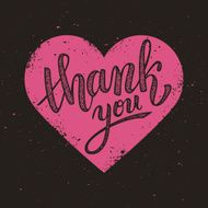 Thank you handwritten vector illustration on pink heart