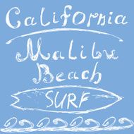 T-shirt Printing design typography graphics California Malibu beach surf vector