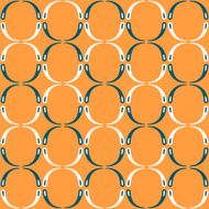 Scandinavian design pattern with rhythmic circles on orange background