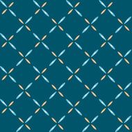Scandinavian design pattern with crossing petals on blue background