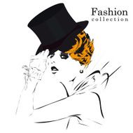 Fashion girl in sketch-style N45