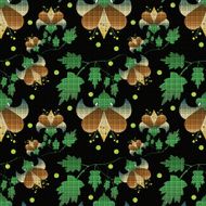 Seamless floral pattern on black background